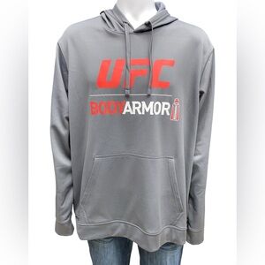 Port and Company Gray UFC Bodyarmor Pullover Hoodie with Red Logo